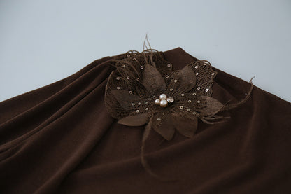 【LD3277】實拍立體花朵長袖一字領T恤251103