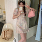 【L6506】實拍S~L檸檬夏季法式甜美刺繡雪紡顯瘦連衣裙240503