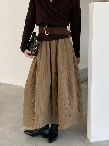 【cim1708】實拍秋冬法式寂靜高腰加厚微花苞A字裙251030