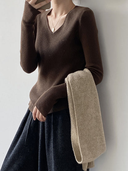 【YP313】實拍冬季氣質簡約v領針織衫251113
