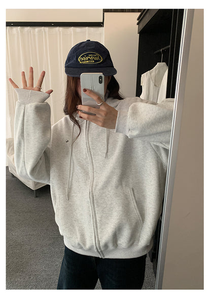 【H5495】實拍男友寬鬆款刺繡長袖連帽衞衣外套251109