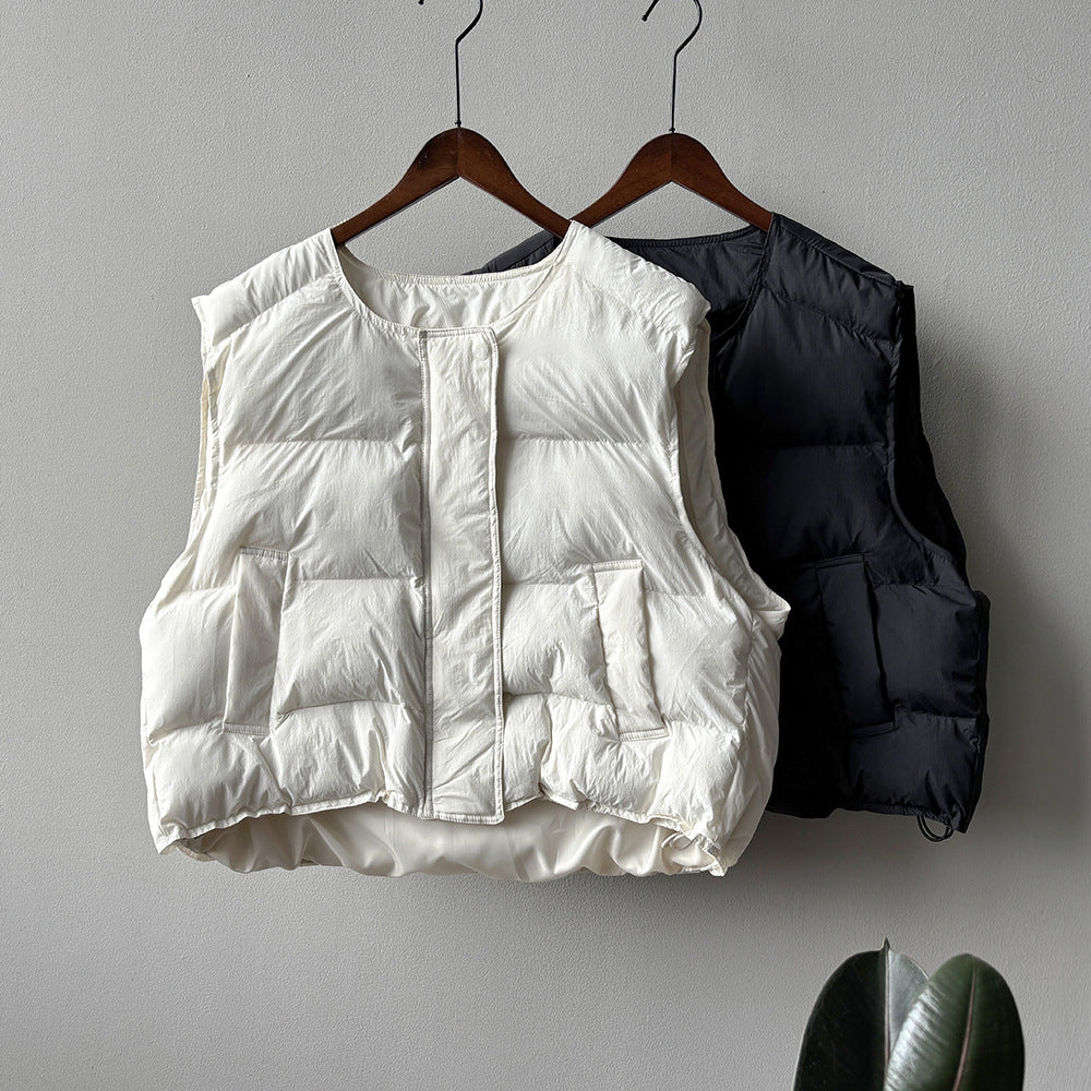 【Y82635】實拍秋冬簡約圓領棉背心251106