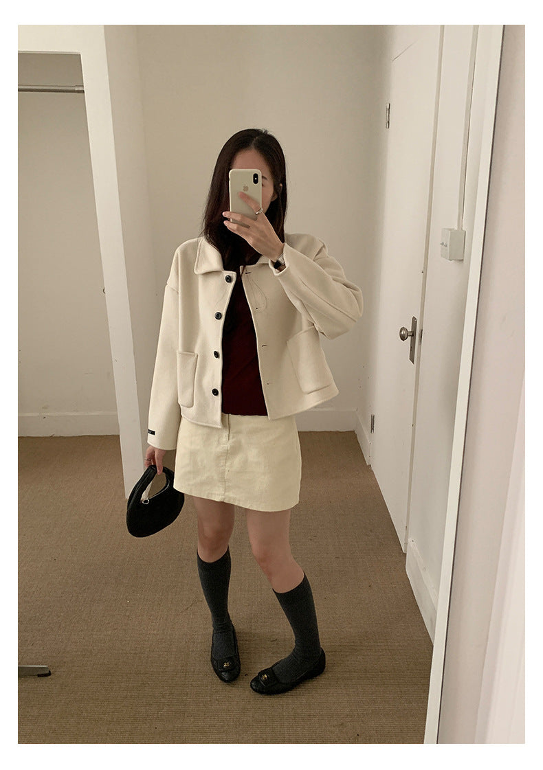 【H565】實拍高級感羊毛混紡羊絨手感外套大衣251021