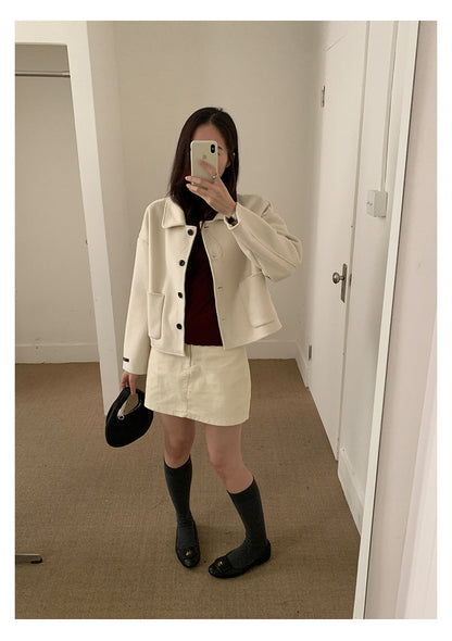 【H565】實拍高級感羊毛混紡羊絨手感外套大衣251021