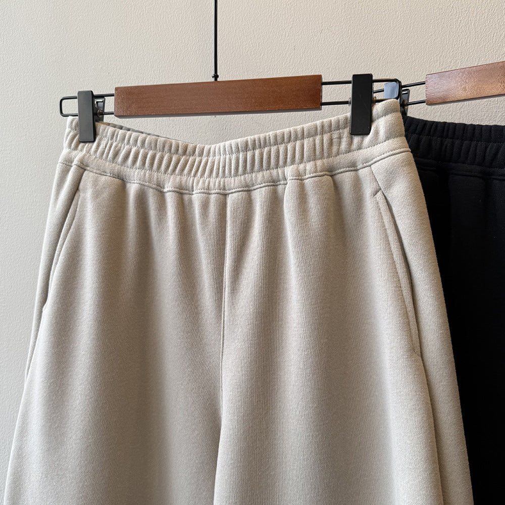 【Y82672】 實拍簡約寬鬆加絨保暖闊腿衛褲251023