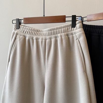 【Y82672】 實拍簡約寬鬆加絨保暖闊腿衛褲251023