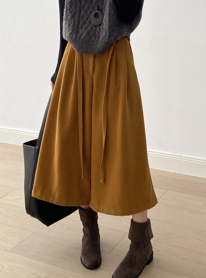 【Y82677】 實拍復古系帶加厚七分闊腿褲251023