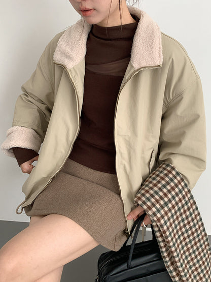 【LD11031】實拍冬天高級感加厚立領羊羔毛保暖夾克外套251124