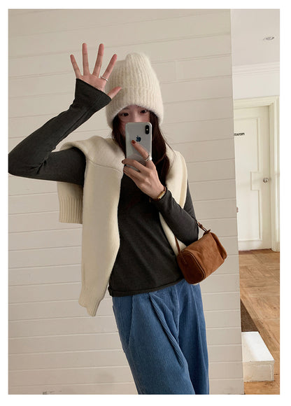 【H5481】實拍基礎6色堆堆領毛針織T恤251109