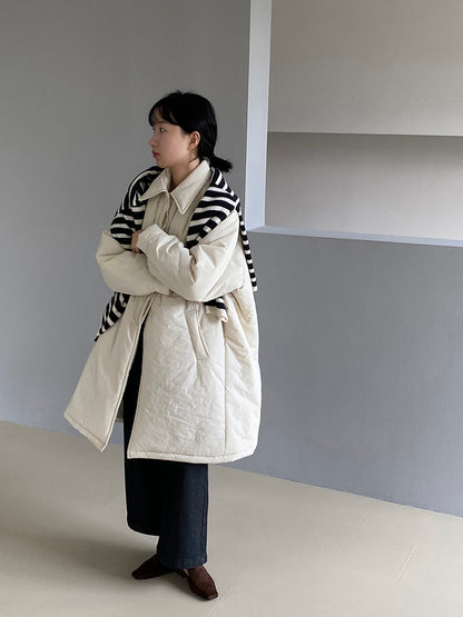 【cimz1235】 雪山奶糖 Muji 風輕薄初冬簡約廓形寬鬆棉服外套260108