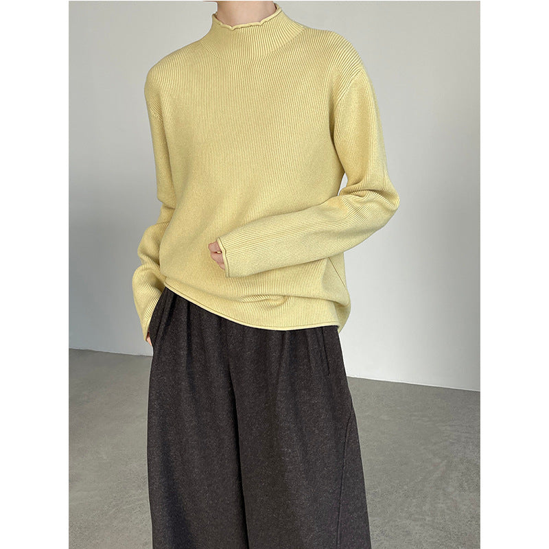 【cimYL713】實拍加厚捲邊半高領保暖針織衫251201