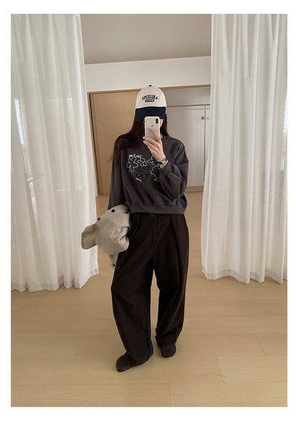 【H566】實拍秋冬高腰斜紋棉挺版西裝長褲（後鬆緊腰）251021