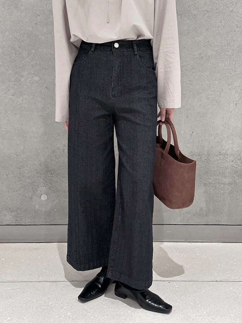 【cim6121】實拍超顯瘦顯腿直彈性九分黑色牛仔褲251030