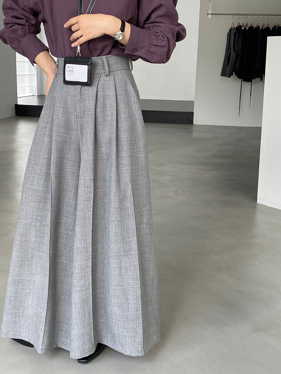 【cim1653】實拍秋日必備高腰壓褶大擺西裝褲251030