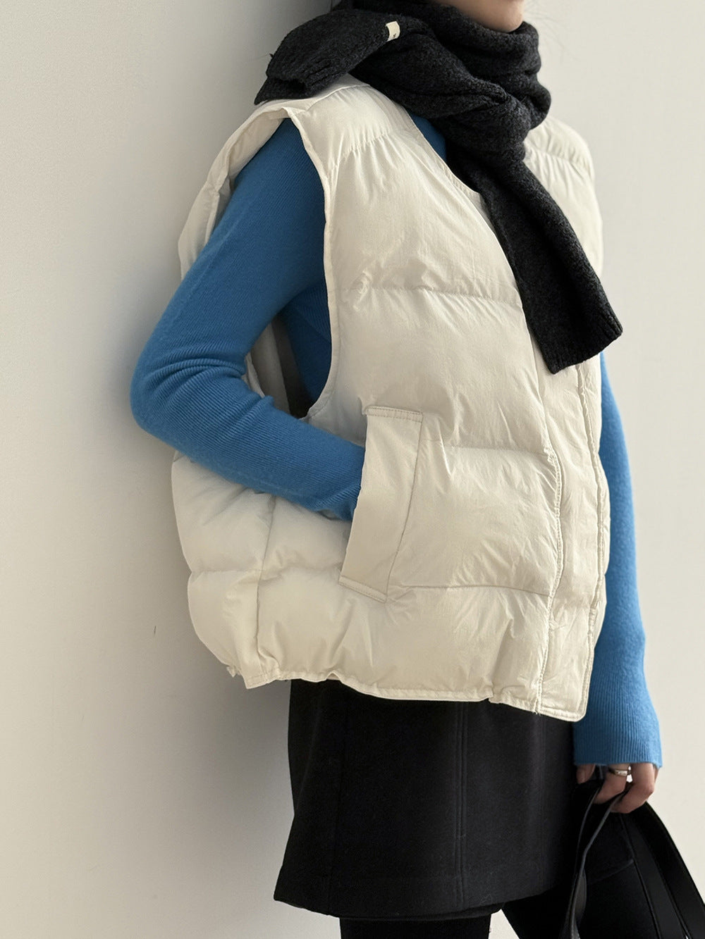 【Y82635】實拍秋冬簡約圓領棉背心251106