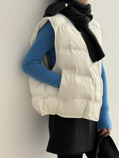 【Y82635】實拍秋冬簡約圓領棉背心251106