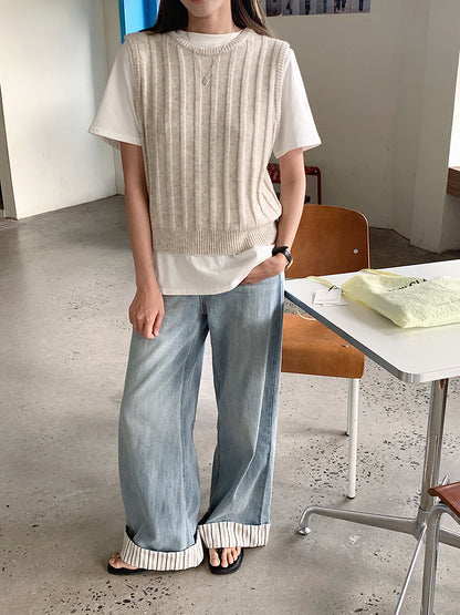 【LD2740】實拍高質感簡約坑條針織背心（羊毛33%)
250908