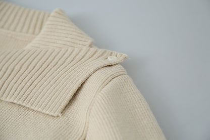 【LD11002】實拍秋冬法式設計感斜領針織毛衣外套251110