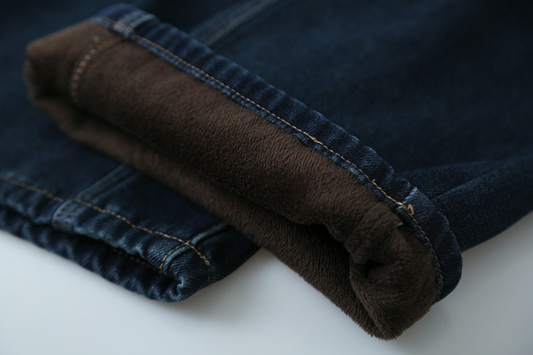 【LD11023】實拍S~XL顯瘦加絨加厚高腰寬鬆彎刀牛仔褲＋腰帶251124