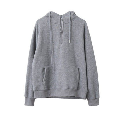 【LD11064】實拍慵懶灰色加絨加厚連帽寬鬆衞衣251209