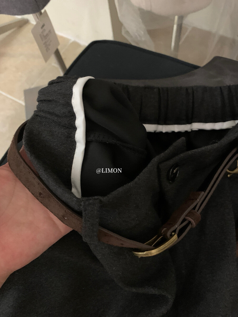 【L1180】實拍檸檬秋冬毛呢顯瘦直筒闊腿八分褲＋腰帶251208