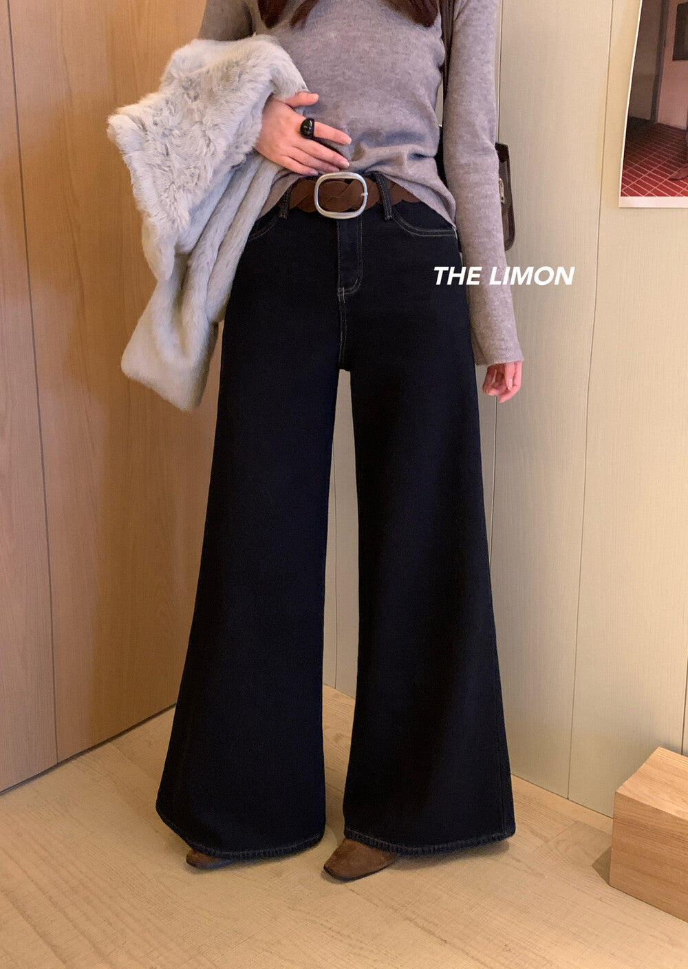 【L2651】實拍檸檬秋冬復古加厚顯瘦直筒微喇牛仔褲＋腰帶251117