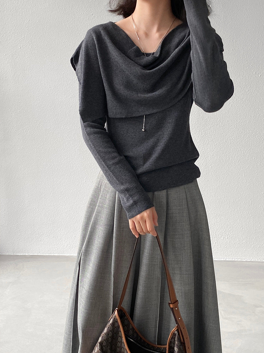 【cim396】實拍慵懶蕩領假2件披肩針織毛衣251030