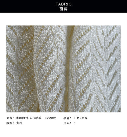 【cimYL511】夏日涼感降溫🧊冰絲鏤空透膚防曬寬鬆長袖針織罩衫260326