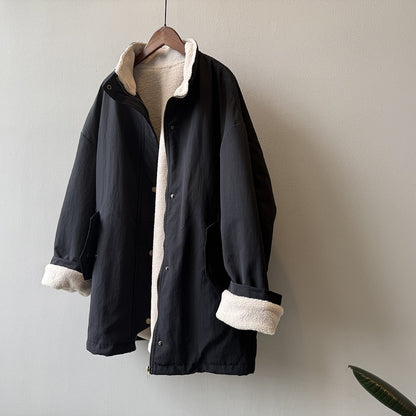 【Y82650】實拍立領帥氣內裡羊羔毛工裝外套251016