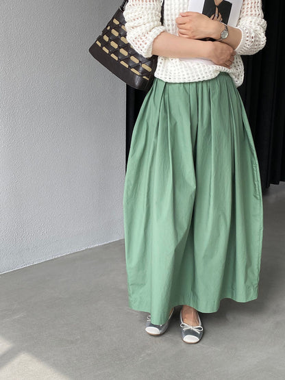 【cimz1815】實拍日系慵懶氛圍感✨百搭壓褶氣球花苞廓形長裙260409