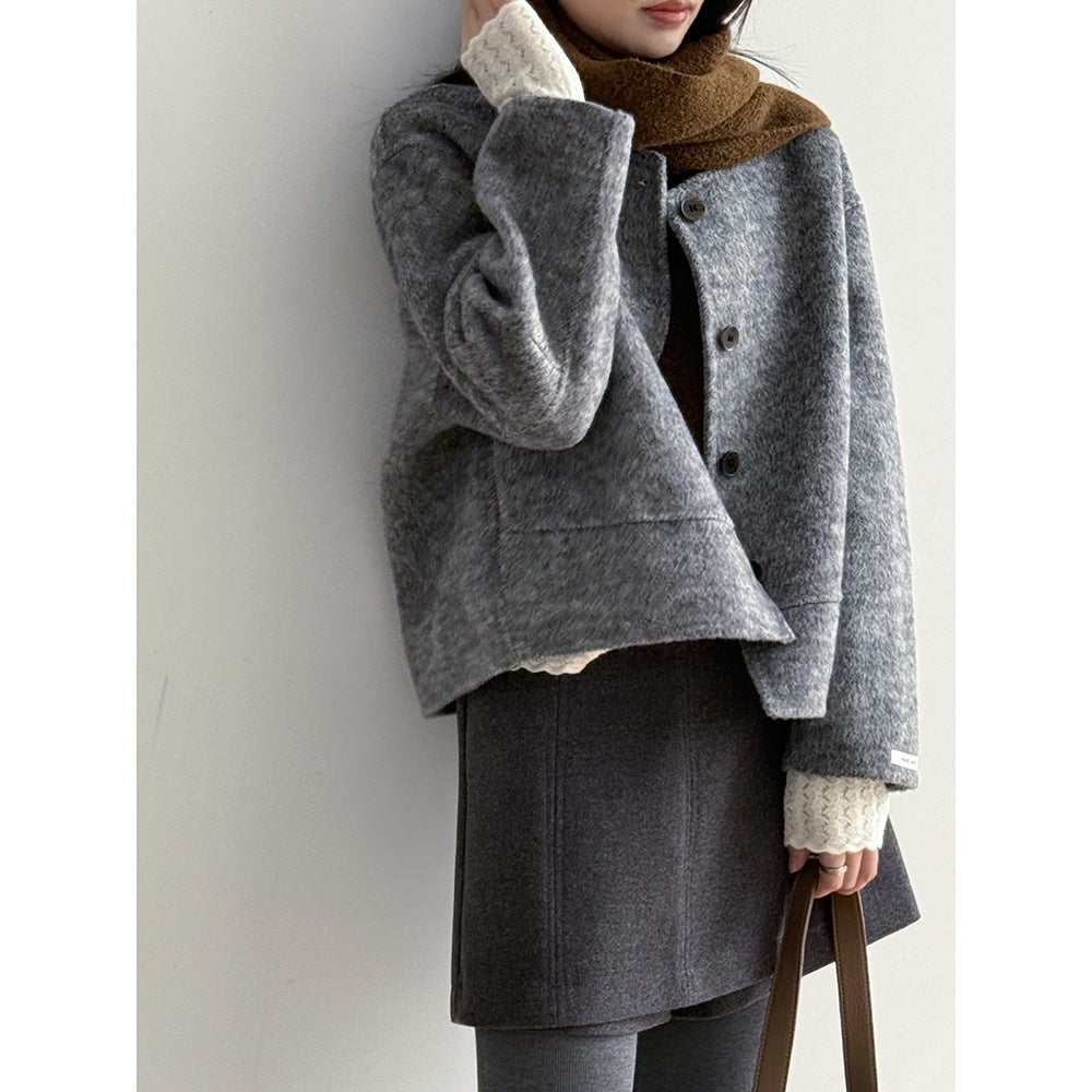 【Y8522】實拍高單氣質簡約綿羊毛呢外套（棉羊毛52%)251106