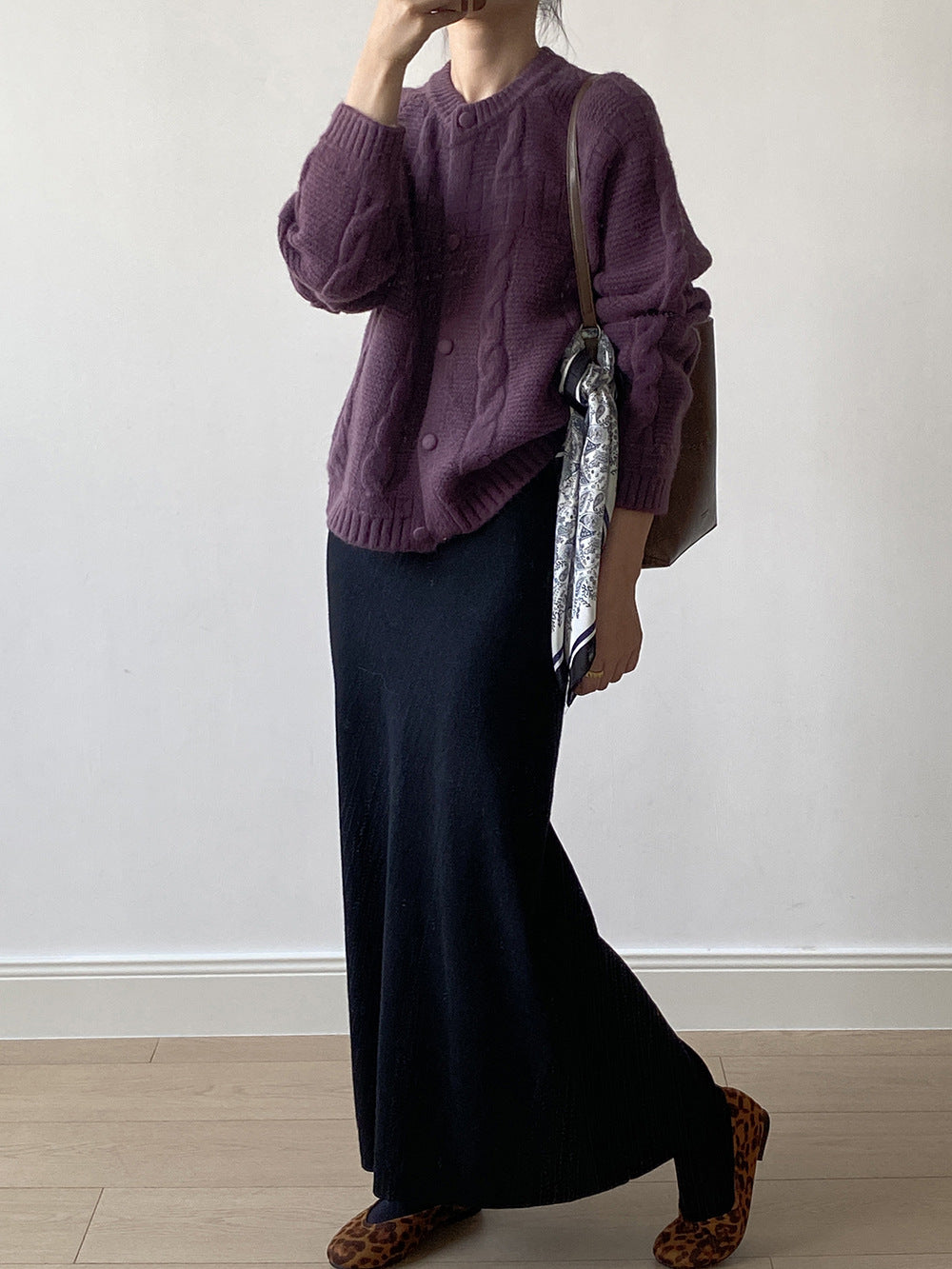 【YP2556】實拍微甜圓領包扣麻花針織外套251023