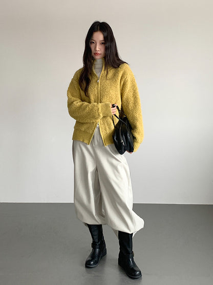 【LD11015】實拍雙頭拉鍊毛絨半高領加厚針織毛衣外套251110