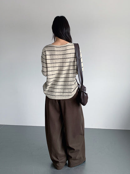 【LD11022】實拍肌理感寬鬆條紋針織衫251110