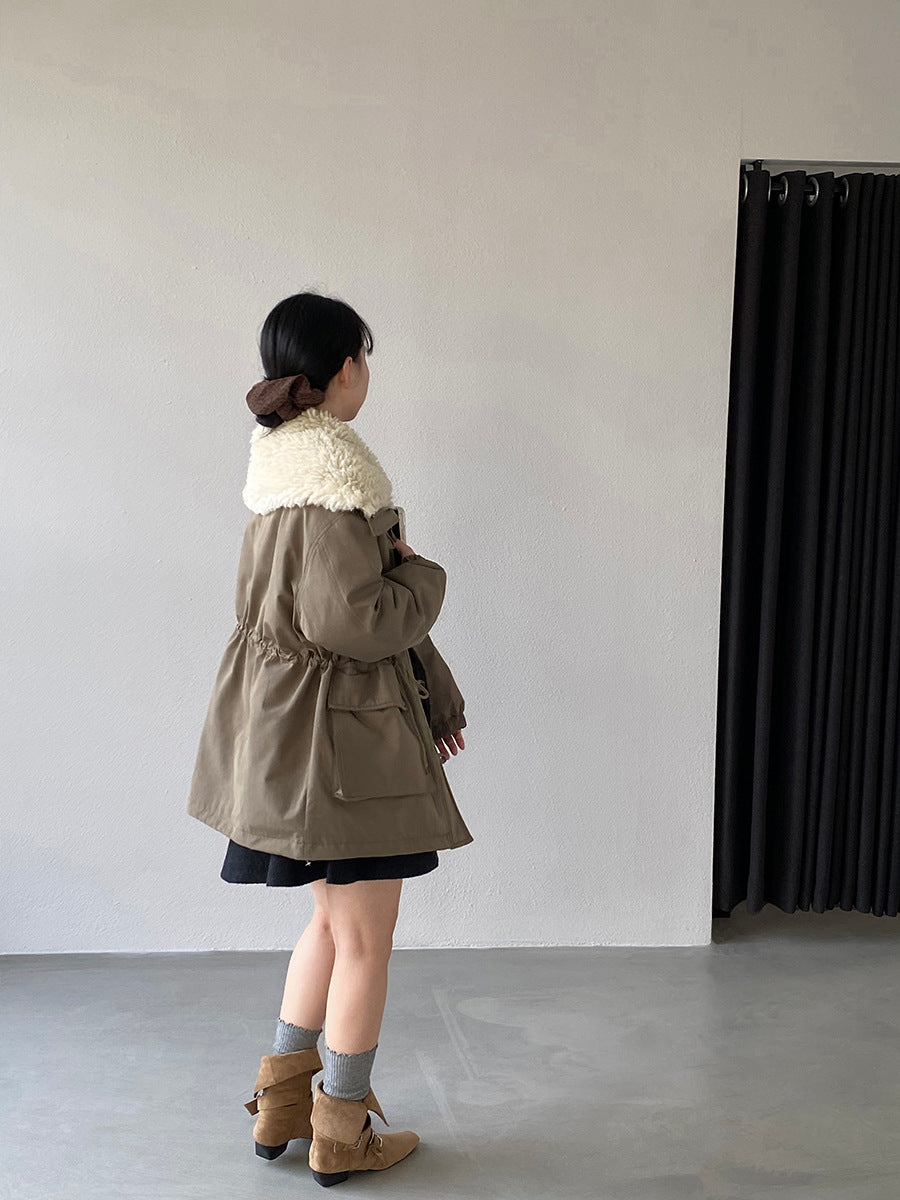 【cimz1727】實拍行走的火爐重工牛角扣大翻領工裝羽絨外套大衣(白鴨絨50)251120