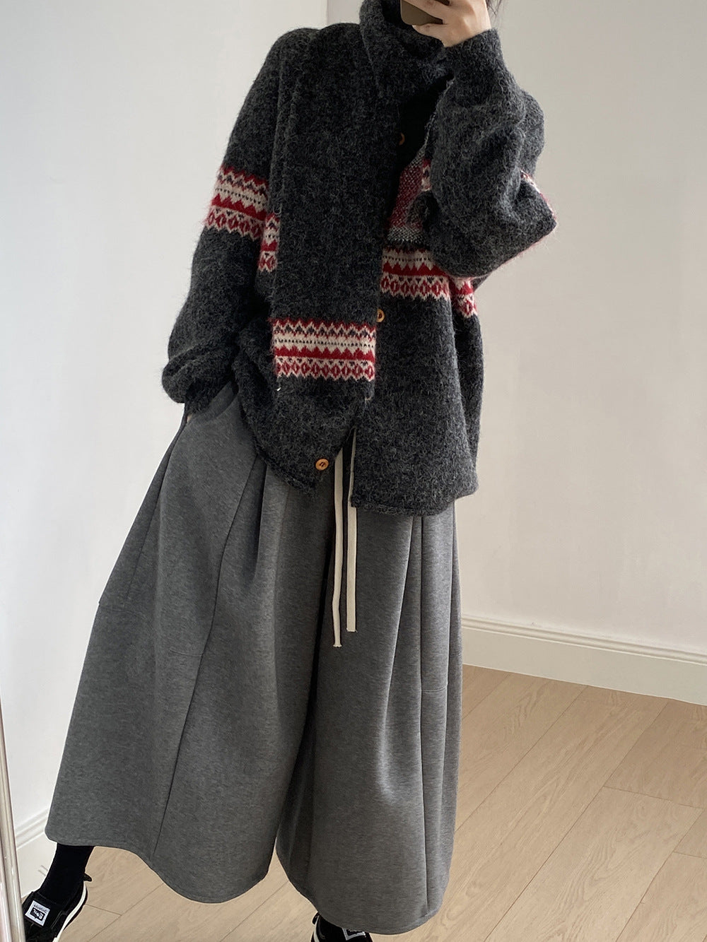 【YP6106】 實拍費爾島提花針織外套＋圍巾(含羊毛3%) 251023