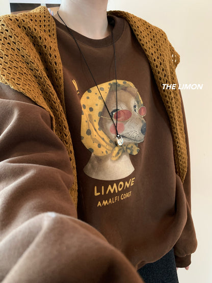 【L9295】實拍檸檬秋冬狗狗印花加絨衞衣+針織披肩251117