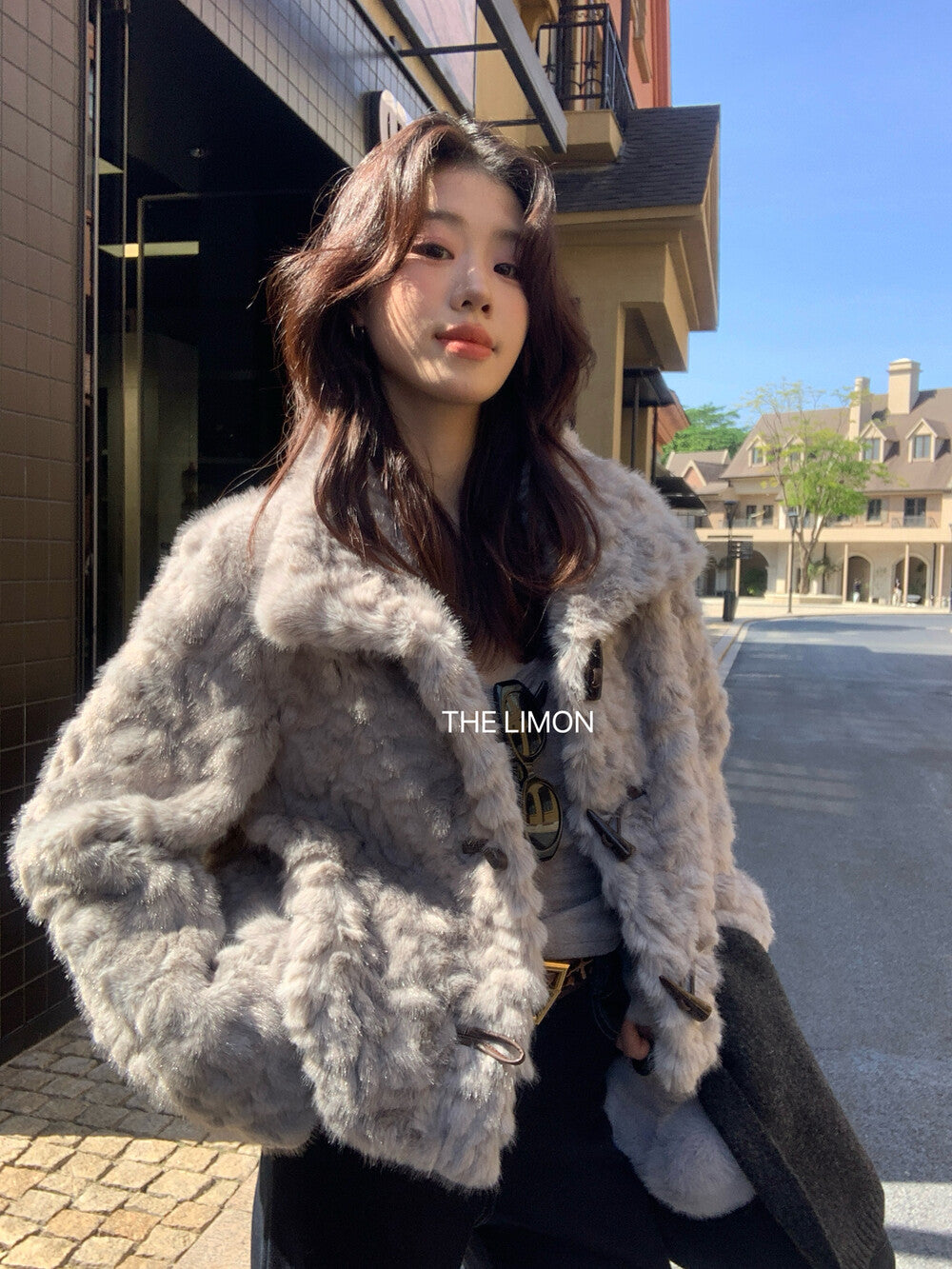 【L1230】實拍檸檬冬季加厚保暖立領牛角扣仿皮草外套251117