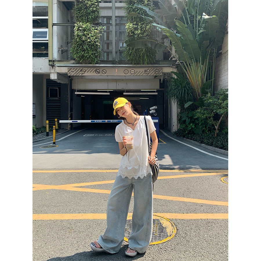 【H5150】實拍S~XL春夏高腰超顯瘦寬鬆垂墜牛仔長褲250331
