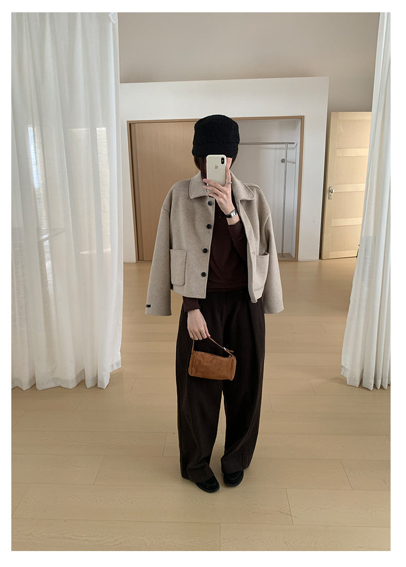 【H566】實拍秋冬高腰斜紋棉挺版西裝長褲（後鬆緊腰）251021