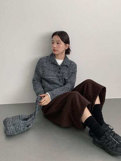 【LD3301】實拍韓系簡約高腰毛呢闊腿七分褲251103