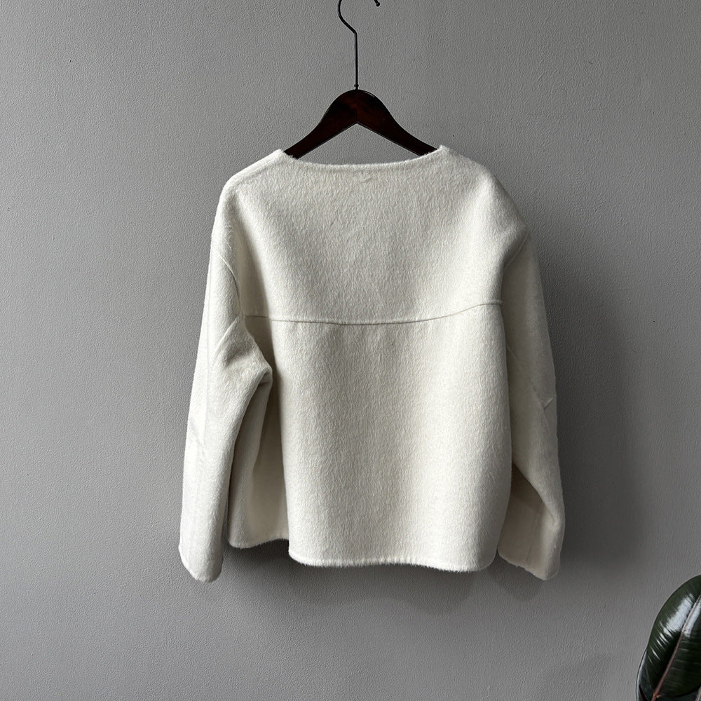 【Y8522】實拍高單氣質簡約綿羊毛呢外套（棉羊毛52%)251106