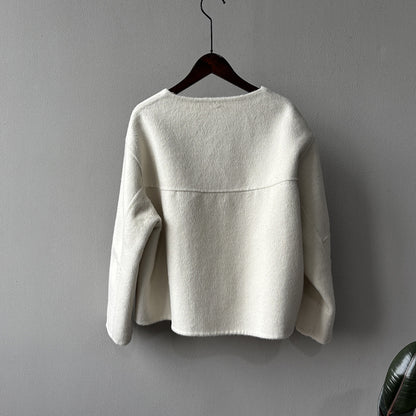 【Y8522】實拍高單氣質簡約綿羊毛呢外套（棉羊毛52%)251106