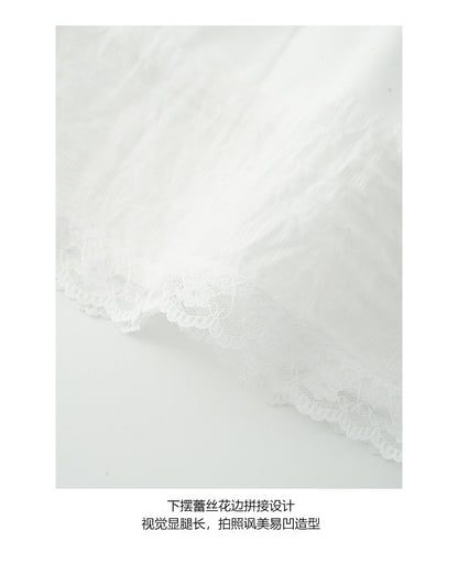 【H5428】實拍浪漫蕾絲棉質蛋糕A字裙250916
