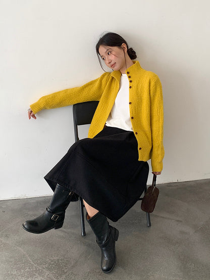 【LD11037】實拍高領開衫針織毛衣251202