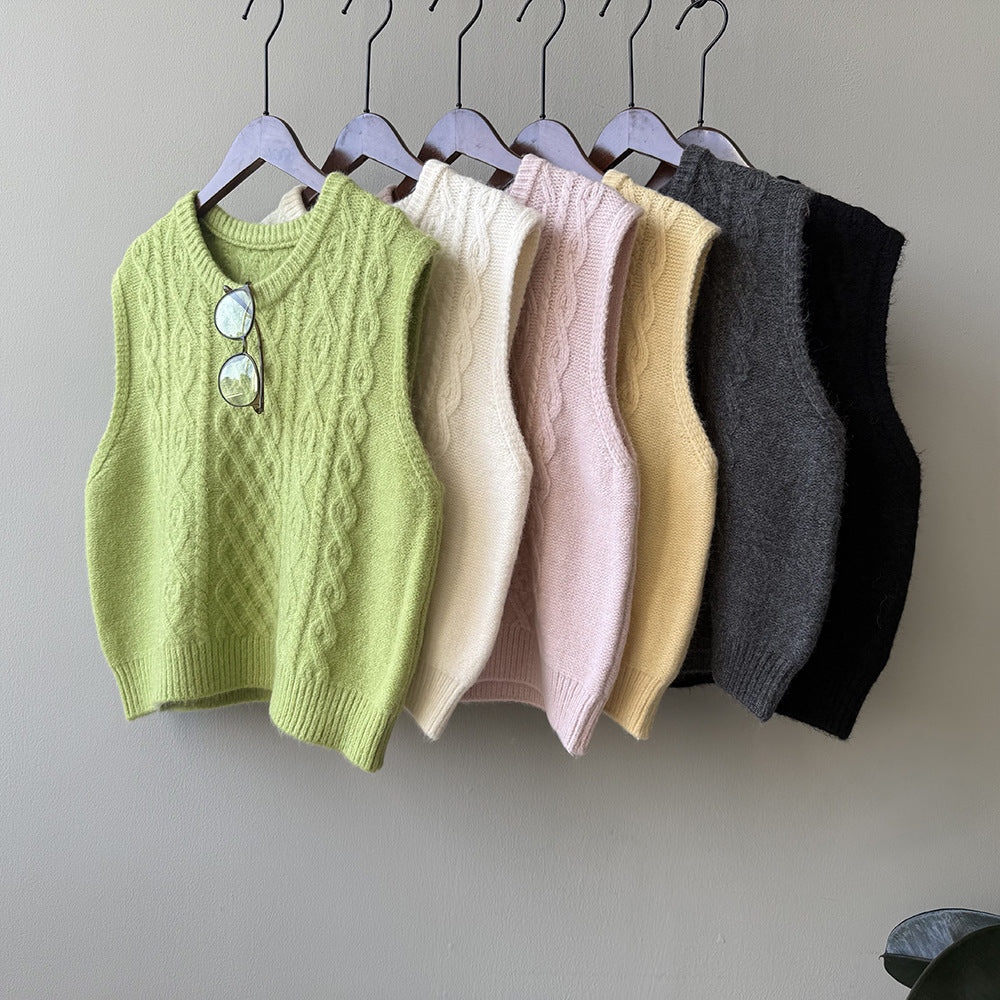 【YP2617】 實拍圓領麻花軟糯針織背心251023