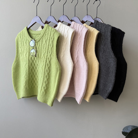 【YP2617】 實拍圓領麻花軟糯針織背心251023