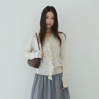 【LD11154】實拍韓系甜美減齡✨設計感荷葉薄款長袖針織衫260317