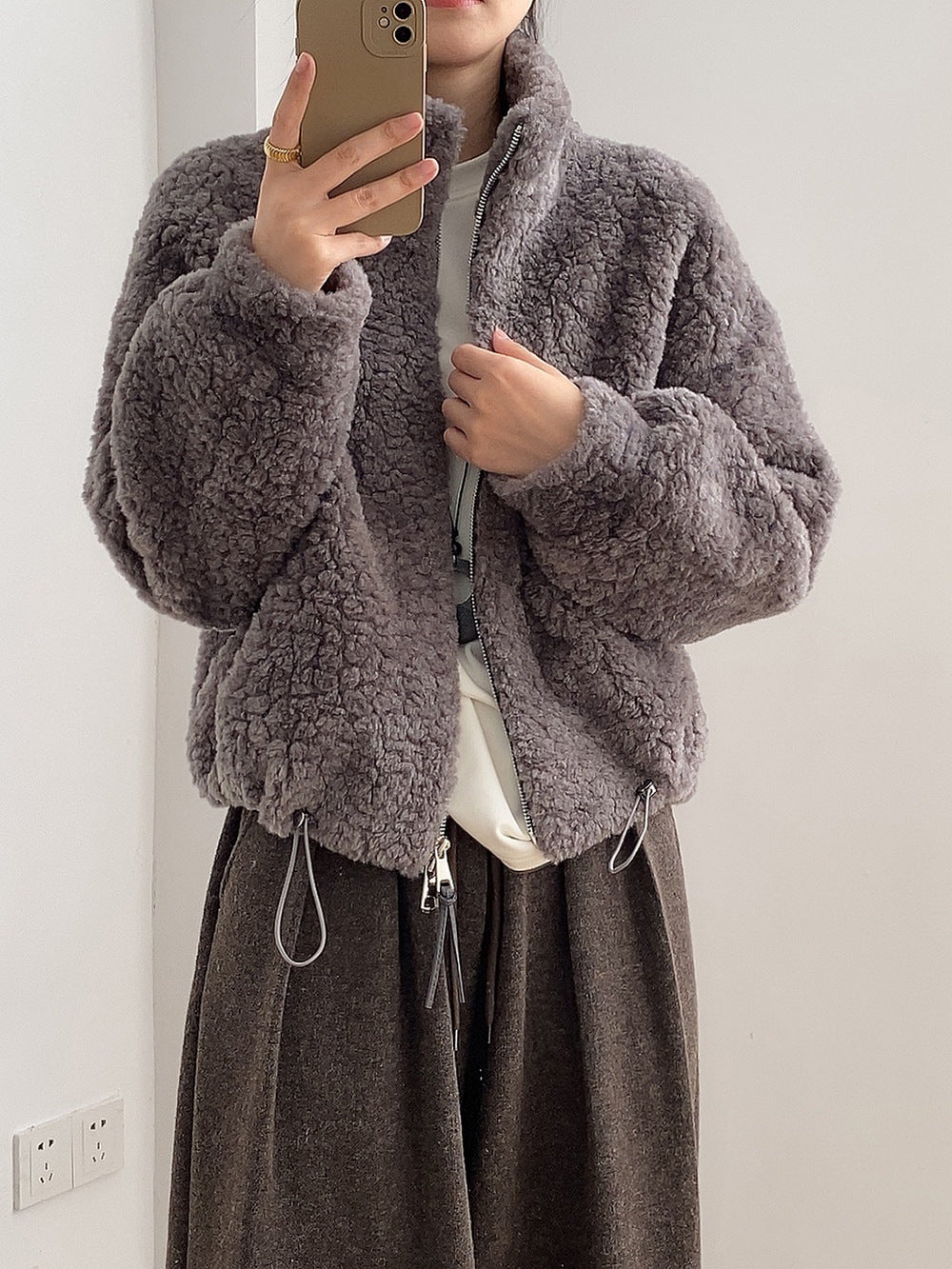 【YH8567】實拍冬天保暖厚款立领羊羔毛外套251113