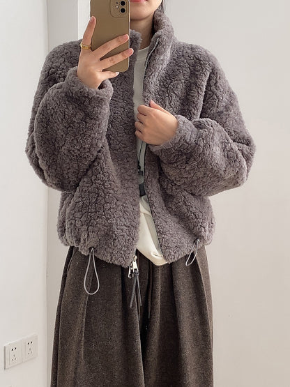 【YH8567】實拍冬天保暖厚款立领羊羔毛外套251113